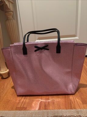 kate spade Pink Glitter Tote with Black Handles